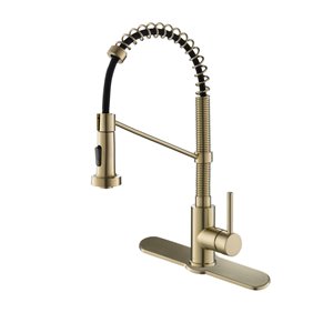Kraus Single Handle Kitchen Faucet with Deck Plate - Antique Champagne Bronze