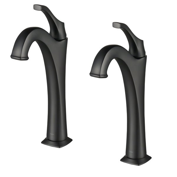 Kraus Arlo Single Handle Vessel Bathroom with Drain - 2 Pack - Matte Black