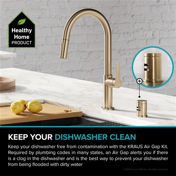 Kraus Dishwasher Air Gap - Brushed Gold