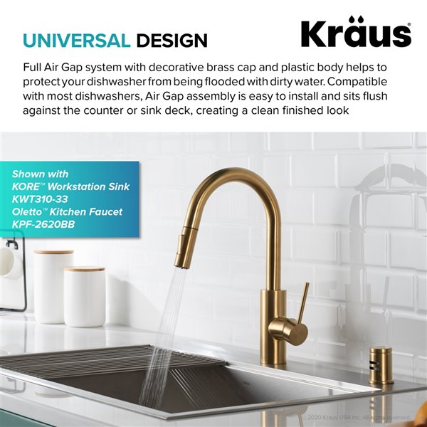 Kraus Dishwasher Air Gap - Brushed Brass