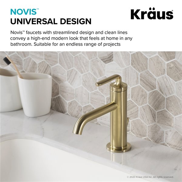 Kraus Ramus Single Handle Bathroom Faucet with Drain - 2 Pack - Brushed Gold