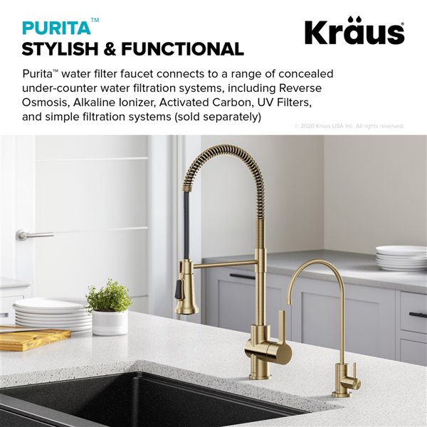 Kraus Purita Spot Free Kitchen Faucet Water Filter Antique Champagne Bronze Ff 100sfacb Rona