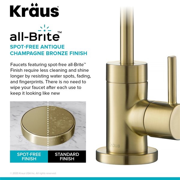 Kitchen Water Filter Faucet In Free Antique Champagne Bronze