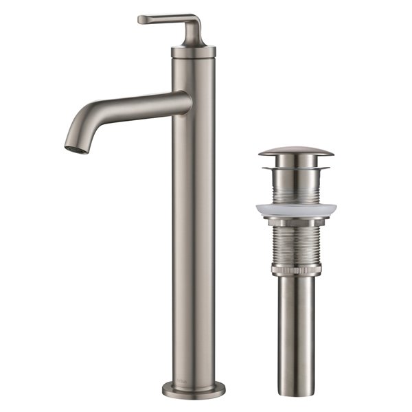 Kraus Ramus Single Handle Stainless Steel Vessel Faucet with Drain