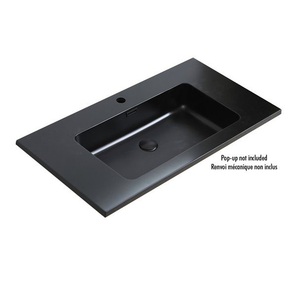 Lavabo de salle debain monotro ELLA d'akuaplus®®, 35,5 po x 18,9 po,  noir mat