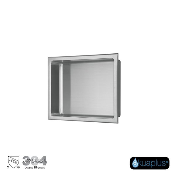 Akuaplus Bath Shower Niche - 12-in x 14-in - Polished Stainless Steel