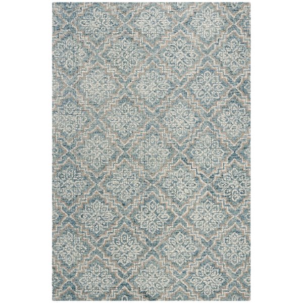 Tapis décoratif rectangulaire Abstract de Safavieh, fait à la main, 6 pi x 9 pi, bleu-gris