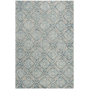 Tapis décoratif rectangulaire Abstract de Safavieh, fait à la main, 6 pi x 9 pi, bleu-gris