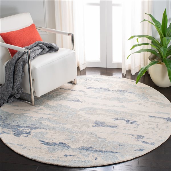 Safavieh Abstract Round Area Rug - Handcrafted - 6-ft x 6-ft - Ivory/Blue