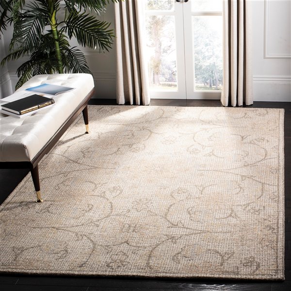 Safavieh Abstract Rectangular Area Rug - Handcrafted - 6-ft x 9-ft - Light Grey/Ivory