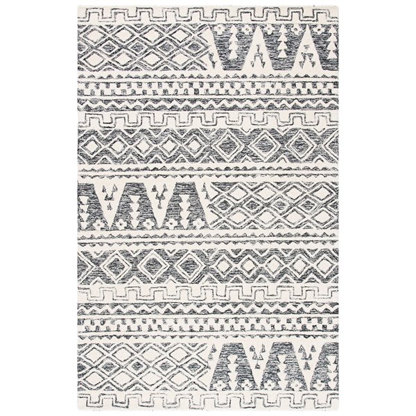 Safavieh Abstract Rectangular Area Rug - Handcrafted - 9-ft x 12-ft - Ivory/Black
