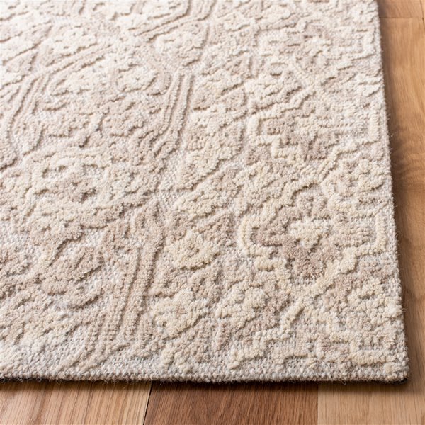 Tapis moderne fin beige en jute et coton fait main par Ligne Pure