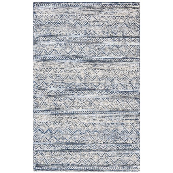 Safavieh Abstract Rectangular Area Rug - Handcrafted - 4-ft x 6-ft - Blue/Ivory