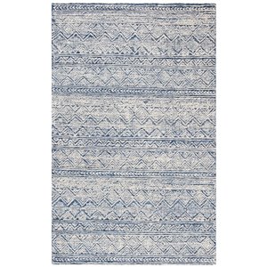 Safavieh Abstract Rectangular Area Rug - Handcrafted - 4-ft x 6-ft - Blue/Ivory