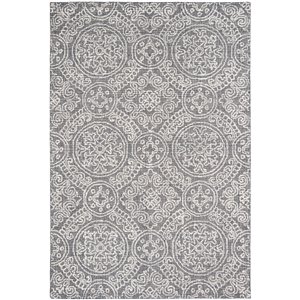 Tapis décoratif rectangulaire Abstract de Safavieh, fait à la main, 5 pi x 8 pi, gris/ivoire