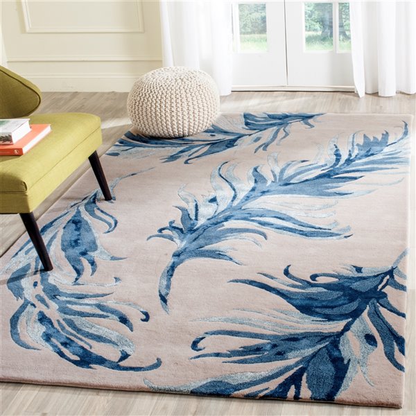 Tapis décoratif rectangulaire Allure de Safavieh, fait à la main, 5 pi x 8 pi, beige/bleu