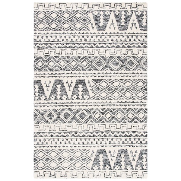 Safavieh Abstract Rectangular Area Rug - Handcrafted - 4-ft x 6-ft - Ivory/Black