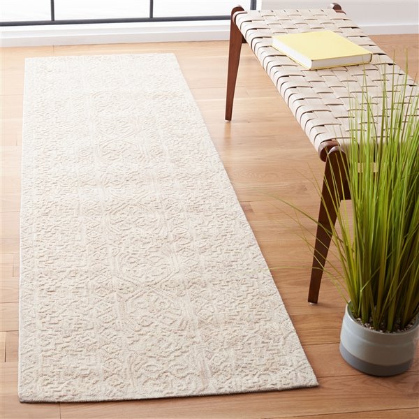 Tapis de couloir rectangulaire Abstract de Safavieh, fait à la main, 2,3 pi x 8 pi, beige/Brun clair