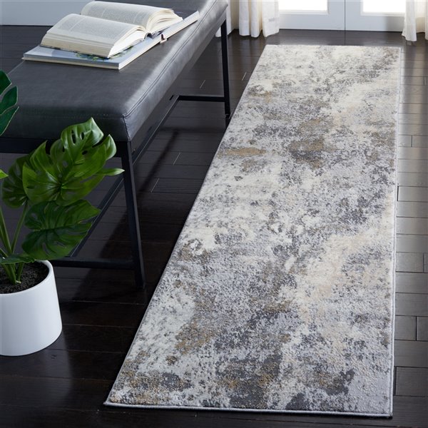 Safavieh LGN522A-28 Lagoon Runner - Rectangular - 2-ft x 8-ft - Ivory/Gray