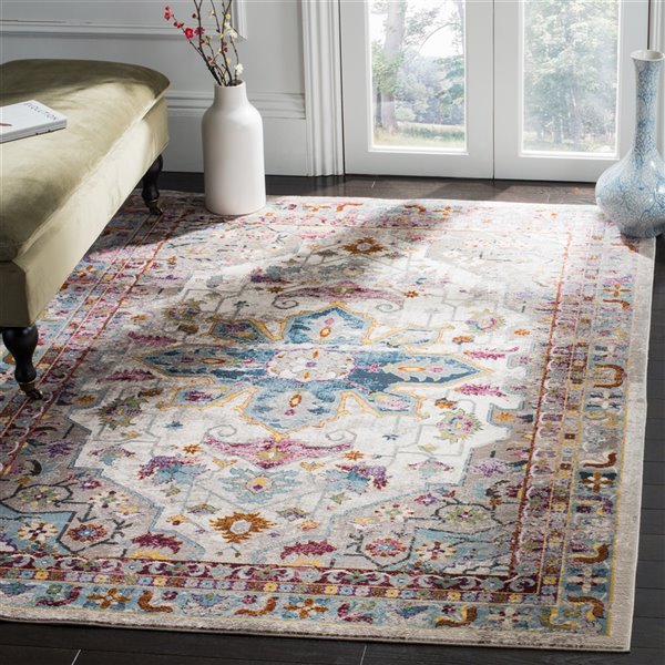 Tapis décoratif Aria ARA160C-6SQ de Safavieh, carré, 6 pi 5 po x 6 pi 5 po, crème/multi