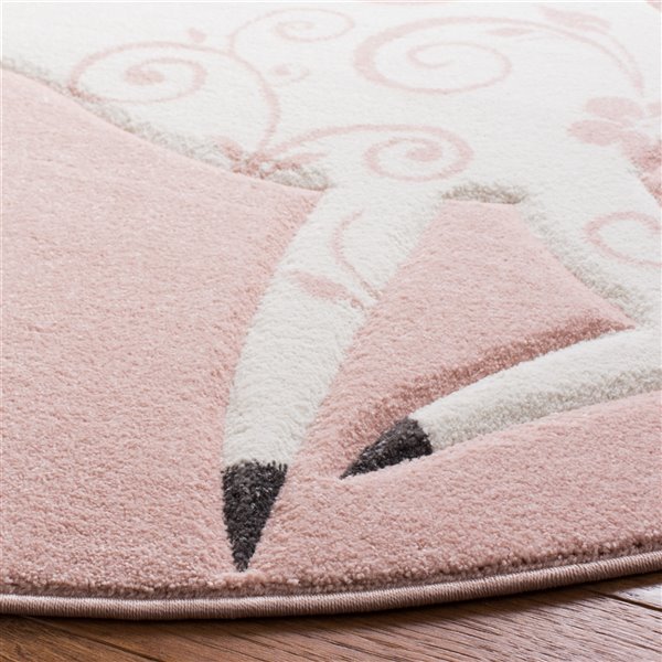 Safavieh CRK163P-4R Carousel Kids Area Rug - Round - 4-ft x 4-ft - Pink/Ivory