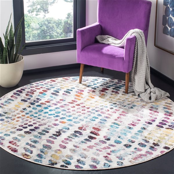 Safavieh ARA121S-6R Aria Area Rug - Round - 6-ft 5-in x 6-ft 5-in - Cream/Wine