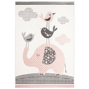 Tapis décoratif Carousel Kids CRK127P-5 de Safavieh, rectangulaire, 5 pi 3 po x 7 pi 6 po, rose/ivoire