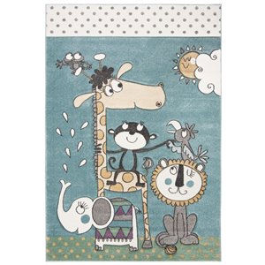 Tapis décoratif Carousel Kids CRK185A-5 de Safavieh, rectangulaire, 5 pi 3 po x 7 pi 6 po, ivoire/bleu
