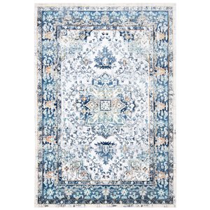 Tapis décoratif Aria ARA711A-5 de Safavieh, rectangulaire, 5 pi 1 po x 7 pi 6 po, ivoire/marin