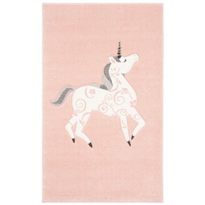 Safavieh CRK163P-3 Carousel Kids Throw Rug - Rectangular - 3-ft 3-in x 5-ft 3-in - Pink/Ivory