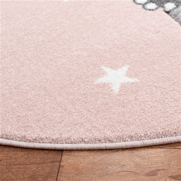 Tapis décoratif Carousel Kids CRK191P-4R de Safavieh, rond, 4 pi x 4 pi, rose/ivoire