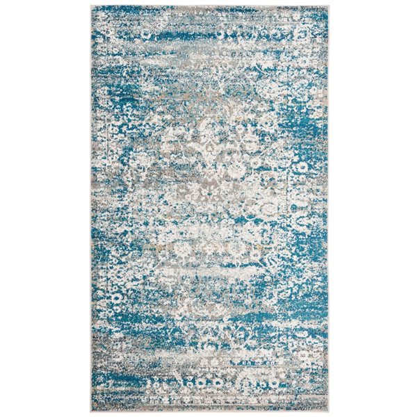 Tapis décoratif Aria ARA156B-3 de Safavieh, rectangulaire, 3 pi x 5 pi, bleu/crème