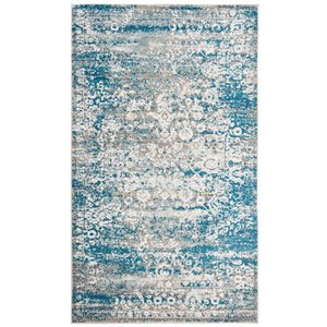 Tapis décoratif Aria ARA156B-3 de Safavieh, rectangulaire, 3 pi x 5 pi, bleu/crème