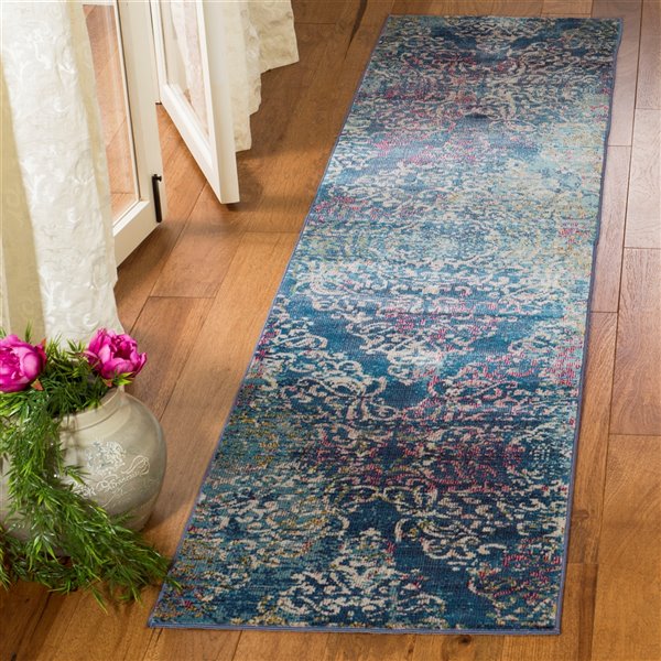 Safavieh ARA128B-28 Aria Runner - Rectangular - 2-ft x 8-ft - Blue/Multi