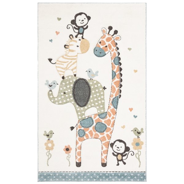 Tapis décoratif Carousel Kids CRK120A-3 de Safavieh, rectangulaire, 3 pi 3 po x 5 pi 3 po, ivoire