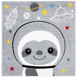 Tapis décoratif Carousel Kids CRK140F-5SQ de Safavieh, carré, 5 pi 3 po x 5 pi 3 po, gris/ivoire