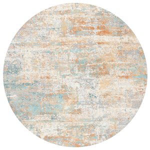 Tapis décoratif Aria ARA566J-7R de Safavieh, rond, 6 pi 7 po x 6 pi 7 po, ivoire/aqua