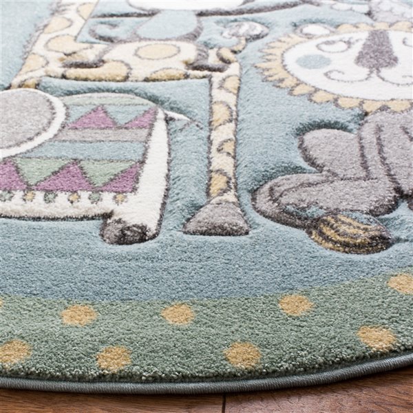 Safavieh CRK185A-5R Carousel Kids Area Rug - Round - 5-ft 3-in x 5-ft 3-in - Ivory/Blue