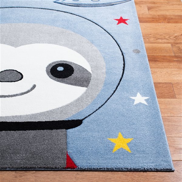 Tapis décoratif Carousel Kids CRK140M-5SQ de Safavieh, carré, 5 pi 3 po x 5 pi 3 po, bleu/gris