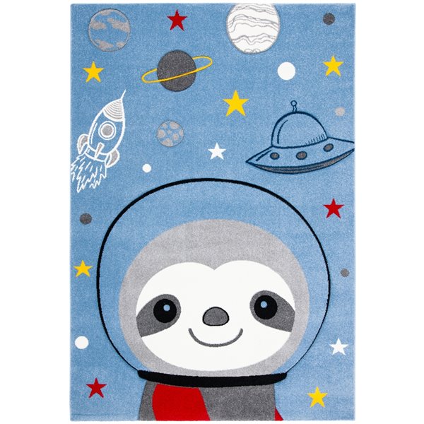 Tapis décoratif Carousel Kids CRK140M-5 de Safavieh, rectangulaire, 5 pi 3 po x 7 pi 6 po, bleu/gris