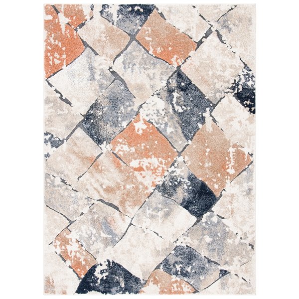 Safavieh CPN327A-5 Coppertone Area Rug - Rectangular - 5-ft 5-in x 7-ft 7-in - Ivory/Navy