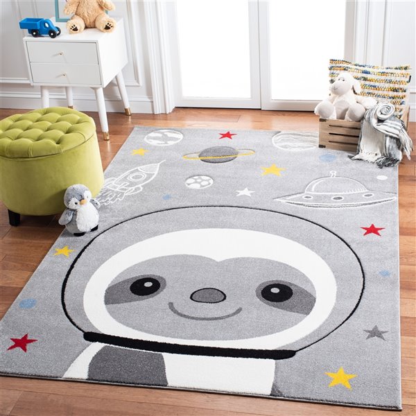 Safavieh CRK140F-5 Carousel Kids Area Rug - Rectangular - 5-ft 3-in x 7-ft 6-in - Gray/Ivory