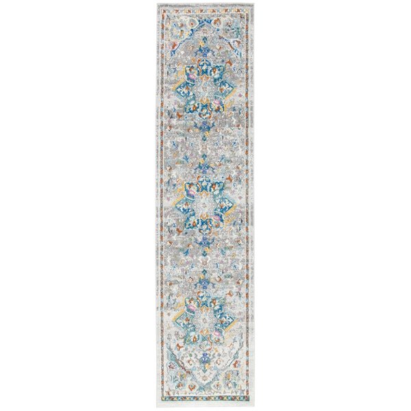 Tapis de couloir Aria ARA129F-28 de Safavieh, rectangulaire, 2 pi x 8 pi, gris/bleu