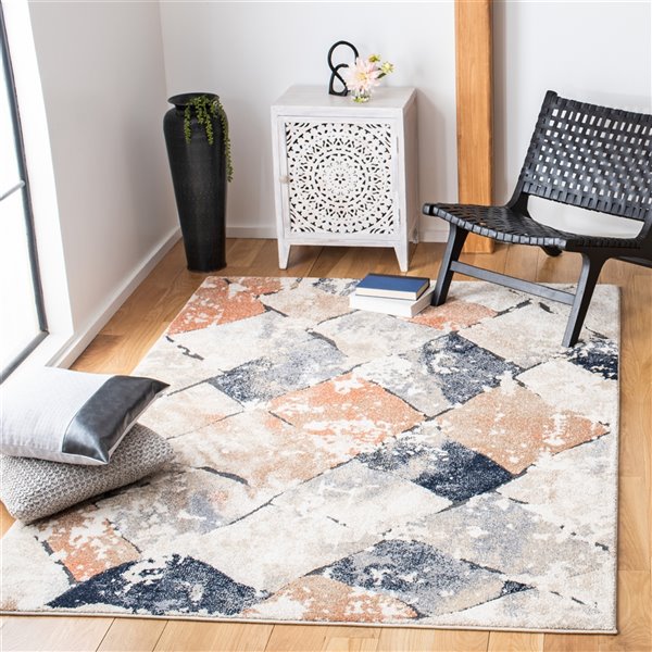 Safavieh CPN327A-8 Coppertone Area Rug - Rectangular - 8-ft x 10-ft - Ivory/Navy