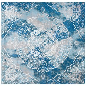 Tapis décoratif Aria ARA187M-6SQ de Safavieh, carré, 6 pi 5 po x 6 pi 5 po, bleu clair/ivoire