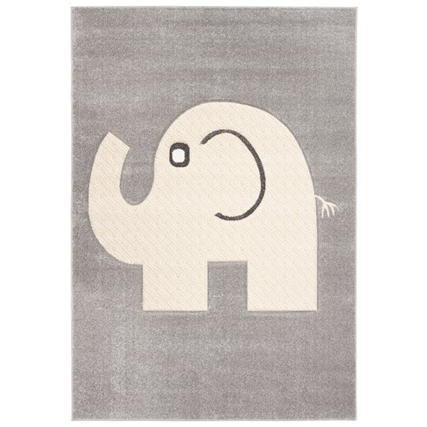 Tapis décoratif Carousel Kids CRK165B-5 de Safavieh, rectangulaire, 5 pi 3 po x 7 pi 6 po, gris/ivoire