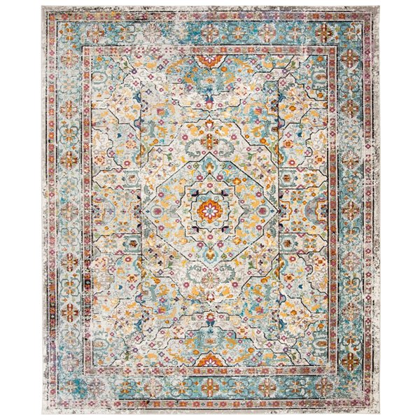 Tapis décoratif Aria ARA199C-8 de Safavieh, rectangulaire, 8 pi x 10 pi, crème/bleu