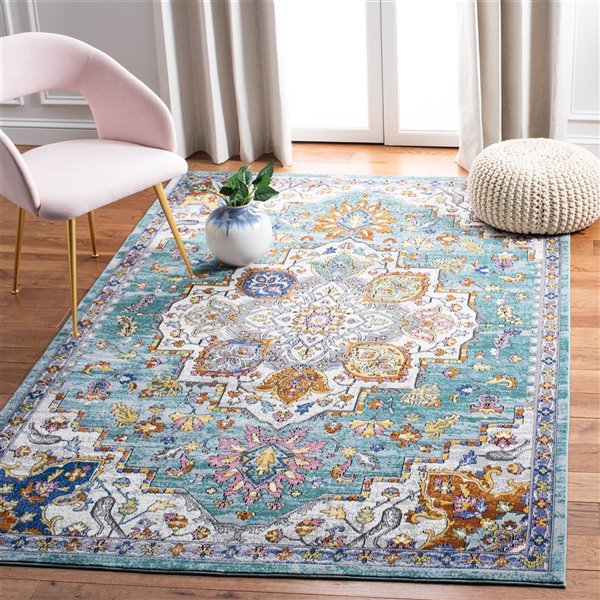 Safavieh ARA102K-8 Aria Area Rug - Rectangular - 8-ft x 10-ft - Turquoise/Ivory