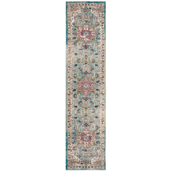 Tapis de couloir Aria ARA160G-28 de Safavieh, rectangulaire, 2 pi x 8 pi, vert/crème