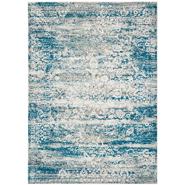 Tapis décoratif Aria ARA156B-5 de Safavieh, rectangulaire, 5 pi 1 po x 7 pi 6 po, bleu/crème